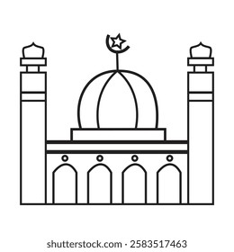 Crescent Moon and Dome Mosque Design