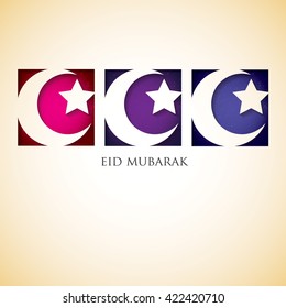 Crescent moon "Eid Mubarak" (Blessed Eid) card in vector format.