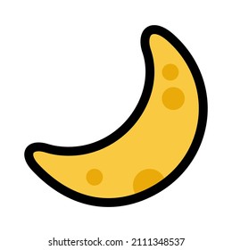 Crescent moon emoji vector icon isolated on white background