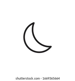 Crescent moon, evening or nighttime line art for apps and websites. Night Mode. Stock Vector illustration isolated on white background.