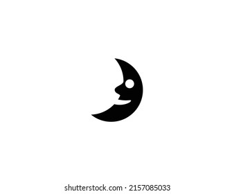 Crescent Moon Face isolated realistic vector icon. Moon face emoji illustration icon