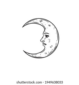 Crescent Moon Face Mystical Heaven Hand Stock Vector (Royalty Free ...