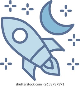 Lua Crescente Preenchida ícone de tom azul