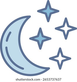 Lua Crescente Preenchida ícone de tom azul
