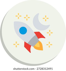 Ícone de Estilo de Círculo Plano da Lua Crescente