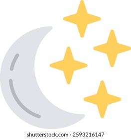 Crescent Moon Flat Illustration Vector Design