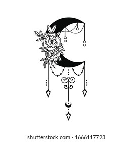 Crescent moon floral style, moon decoration design