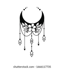Crescent moon floral style, moon decoration design