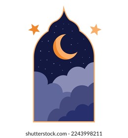 crescent moon in frame icon