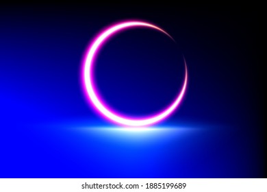 Crescent moon glow abstract color black blue background