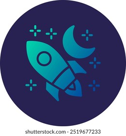 Crescent Moon Glyph Circle Gradient Icon