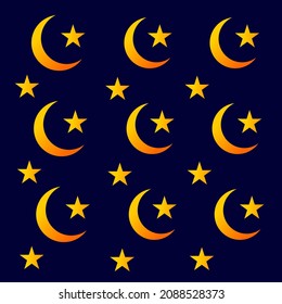 crescent moon and golden stars background