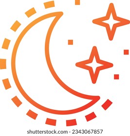 Crescent Moon Gradient Icon - Single Icon, Vector