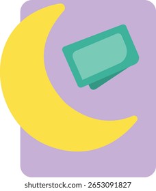 Crescent moon and green money envelope for Eid gift-giving celebration, a visual symbol of Islamic generosity and festivity.