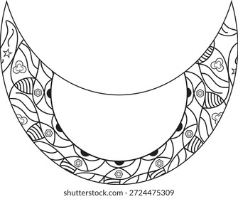 Lua Crescente Meia Mandala Ilustração Vetorial Para Decoração Eid Elegante E Ramadã Kareem Cartão Designs.	
