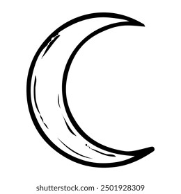 Crescent moon hand drawn doodle. The night celestial satellite of the earth. Astrology. Vector outline line art illustration.