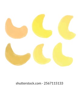 Crescent moon hand drawn set