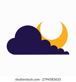 Crescent moon hiding behind a dark night cloud