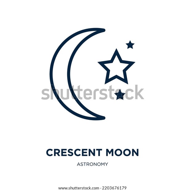 crescent moon icon from astronomy collection. Thin\
linear crescent moon, moon, crescent outline icon isolated on white\
background. Line vector crescent moon sign, symbol for web and\
mobile