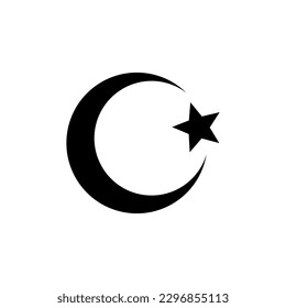 Crescent moon icon black color isolated on white background. Crescent moon vector.