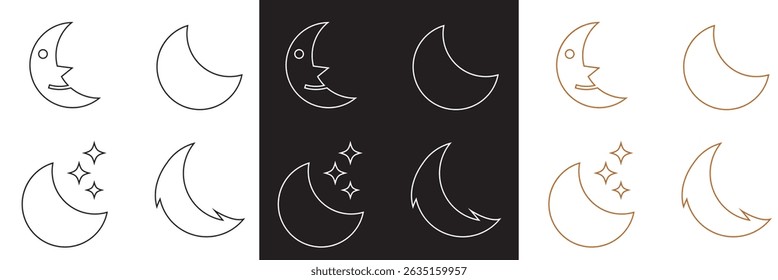 Crescent moon icon .  decorative patterns in black, white and yellow . Vector for websites, mobile interfaces, presentations, banner, visual branding etc. Vector illustration. EPS 10
