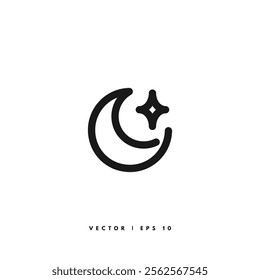 Crescent Moon Icon. Editable Stroke