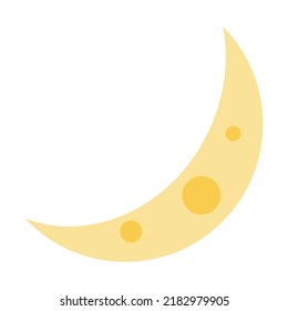 Crescent moon icon flat design isolated on white background