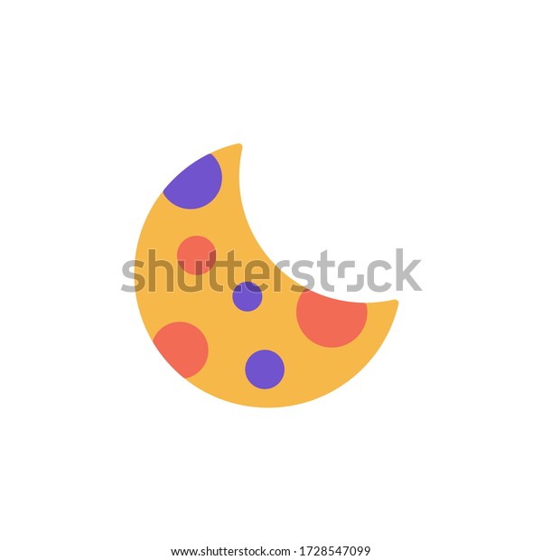 crescent moon icon flat design vector.\
isolated on white\
background