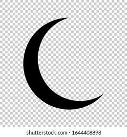Crescent moon icon  flat vector on transparent background