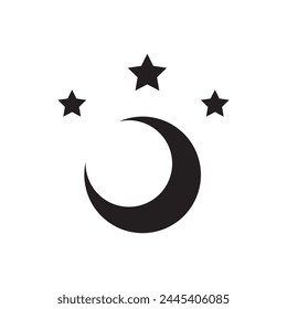 Crescent moon icon. Half moon flat sign design. Moonlight symbol pictogram. Moon and stars UX UI icon. Astronomy astrology icon