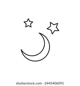 Crescent moon icon. Half moon flat sign design. Moonlight symbol pictogram. Moon and stars UX UI icon. Astronomy astrology icon