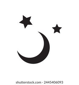 Crescent moon icon. Half moon flat sign design. Moonlight symbol pictogram. Moon and stars UX UI icon. Astronomy astrology icon