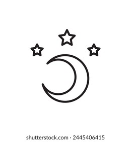 Crescent moon icon. Half moon flat sign design. Moonlight symbol pictogram. Moon and stars UX UI icon. Astronomy astrology icon