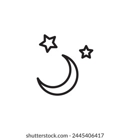 Crescent moon icon. Half moon flat sign design. Moonlight symbol pictogram. Moon and stars UX UI icon. Astronomy astrology icon