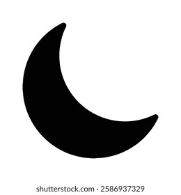 Crescent Moon icon. Half moon illustration. Moonlight symbol.