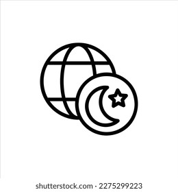 crescent moon icon with isolated vektor and transparent background.