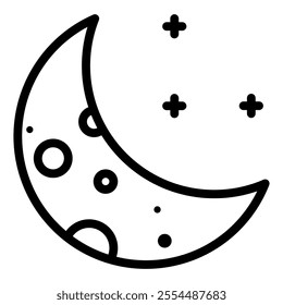 Crescent moon icon in line style