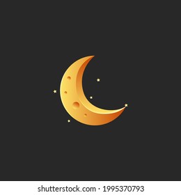 Crescent Moon Icon Logo Design Vector