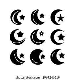 icono de luna creciente o logotipo símbolo de signo aislado ilustración vectorial - Colección de iconos vectoriales de estilo negro de alta calidad
