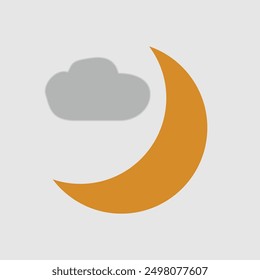 Crescent moon icon, nature temperature sign