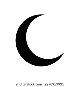 Crescent moon icon on white background