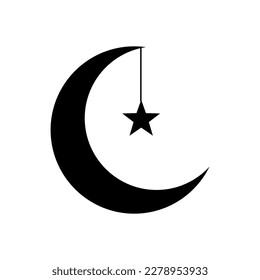 Icono de luna creciente en fondo blanco