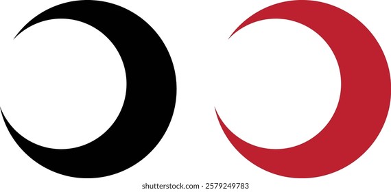 Crescent moon icon set. isolated on white background. design in trendy style. Vector illustration