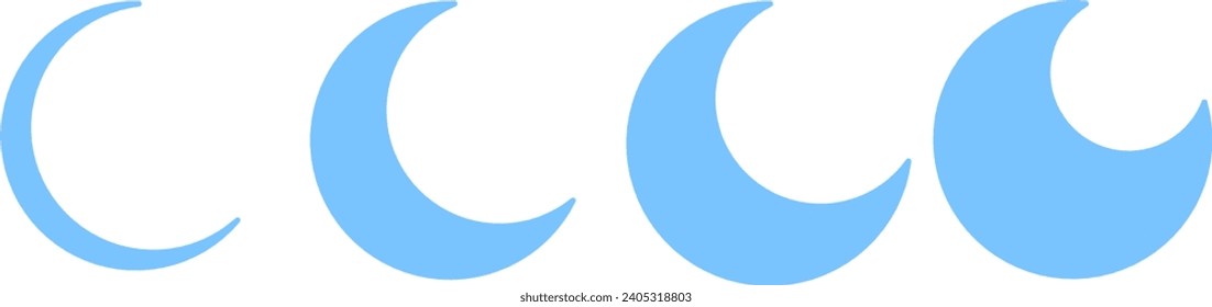 conjunto de iconos de luna creciente, vector de símbolo de media luna