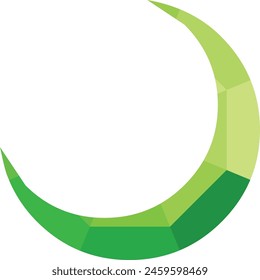 crescent moon icon shape with green monochrome color inside, crescent moon icon vector illustration.