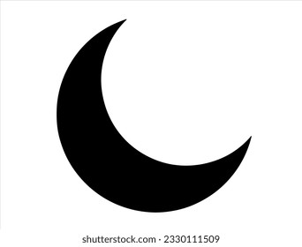 Crescent Moon Icon Silhouette Vector Art