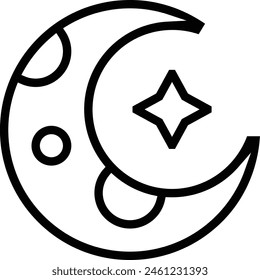 crescent moon icon. Thin linear style design isolated on white background