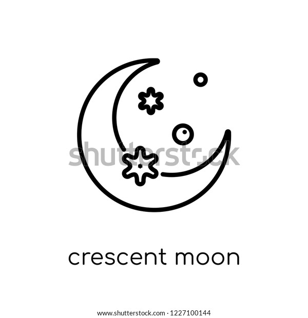 crescent moon icon. Trendy modern\
flat linear vector crescent moon icon on white background from thin\
line Astronomy collection, outline vector\
illustration