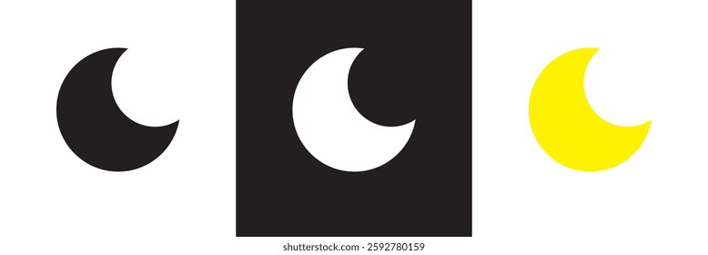  Crescent moon icon . Moon vector for celestial themes, spiritual designs, or astronomical projects. Isolated on white and black background. Vector illustration. EPS 10