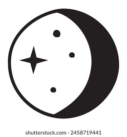 Icono de luna creciente, elemento de diseño dibujado a mano de Vector.
